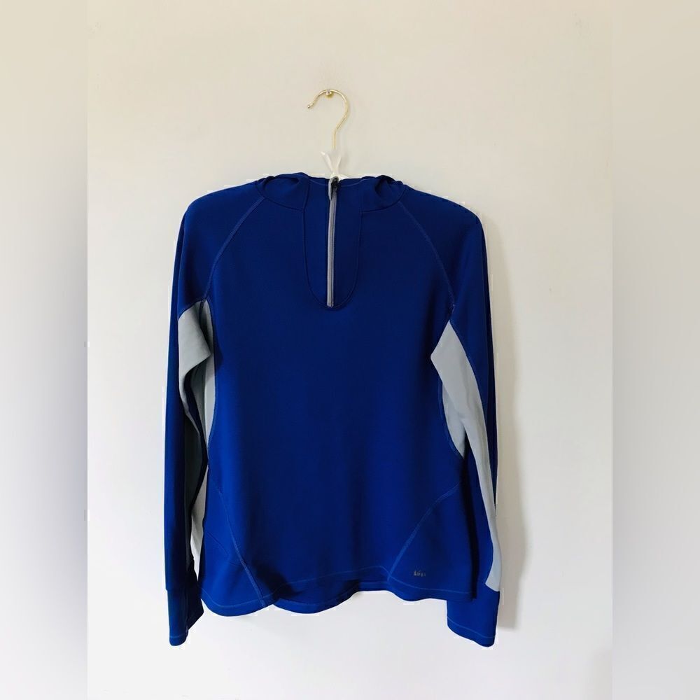REI | womens purple and grey long sleeve hooded pullover